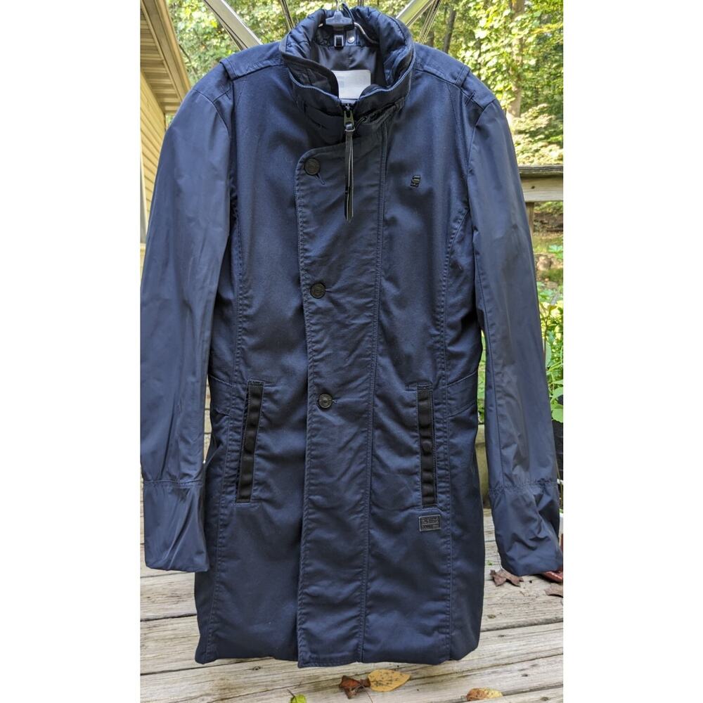 G-Star Raw Women's Minor Mix Slim Trench Coat Blue SMALL Cotton Timeless Utility